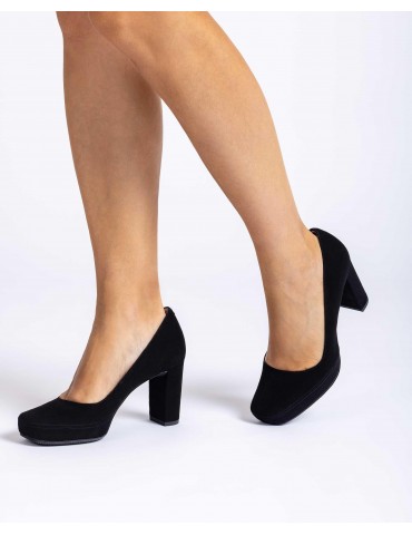 Escarpins en daim à bout carré et plateforme-Escarpins-Chaussure femme Maroc