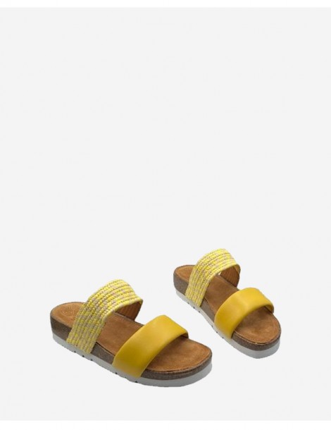 Mules en cuir et raphia-Mules-Chaussure femme Maroc