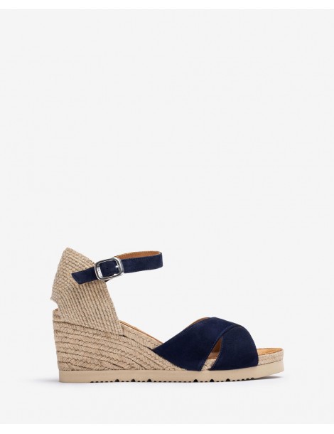 Sandales à bandes croisées en daim et jute-Collection été-Chaussure femme Maroc