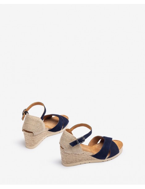 Sandales à bandes croisées en daim et jute-Collection été-Chaussure femme Maroc