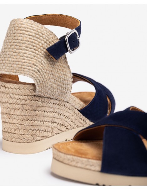 Sandales à bandes croisées en daim et jute-Collection été-Chaussure femme Maroc