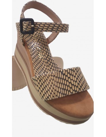 Sandales compensées en cuir-Outlet-Chaussure femme Maroc