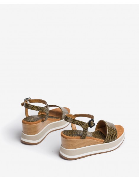 Sandales compensées en cuir-Outlet-Chaussure femme Maroc