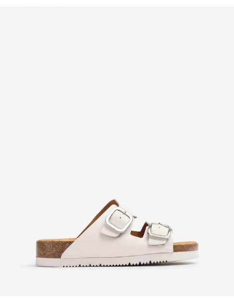 Mules plates deux bandes-Soldes été-Chaussure femme Maroc