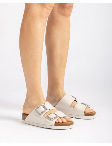 Mules plates deux bandes-Soldes été-Chaussure femme Maroc