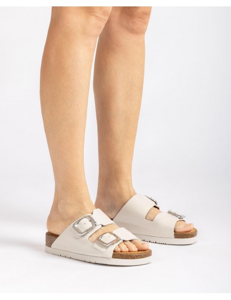 Mules plates deux bandes-Soldes été-Chaussure femme Maroc