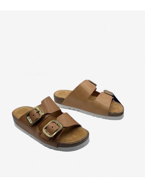 Mules plates deux bandes-Soldes été-Chaussure femme Maroc