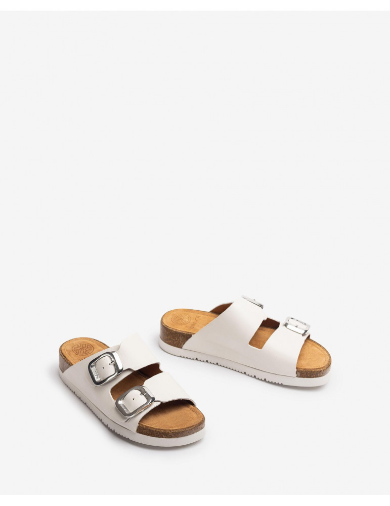 Mules plates deux bandes-Soldes été-Chaussure femme Maroc