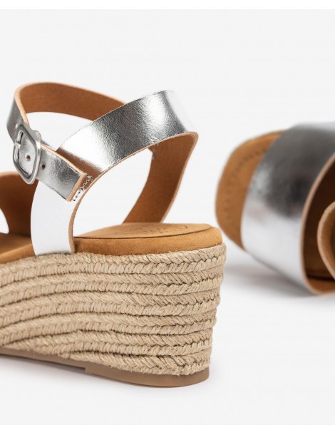 Sandale compensée avec bloc en jute-Sandales compensées-Chaussure femme Maroc