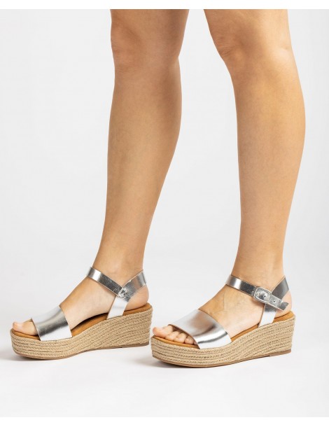 Sandale compensée avec bloc en jute-Sandales compensées-Chaussure femme Maroc