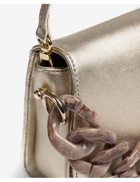 Sac à main en cuir métallisé avec chaine-Accueil-Chaussure femme Maroc