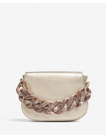 Sac à main en cuir métallisé avec chaine-Accueil-Chaussure femme Maroc