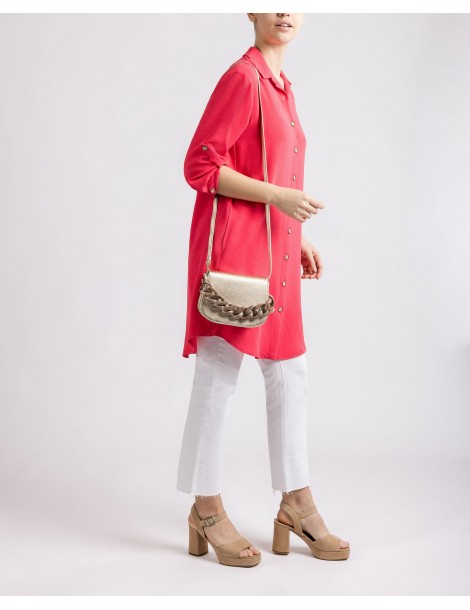 Sac à main en cuir métallisé avec chaine-Accueil-Chaussure femme Maroc