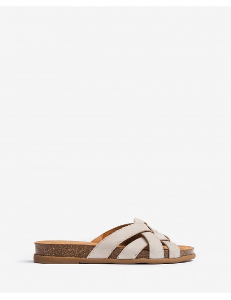 Mules à lanières croisées en cuir-Mules-Chaussure femme Maroc