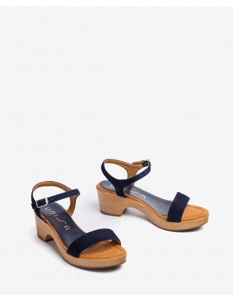 Sandale en daim avec talon bloc-Sandales à talon-Chaussure femme Maroc