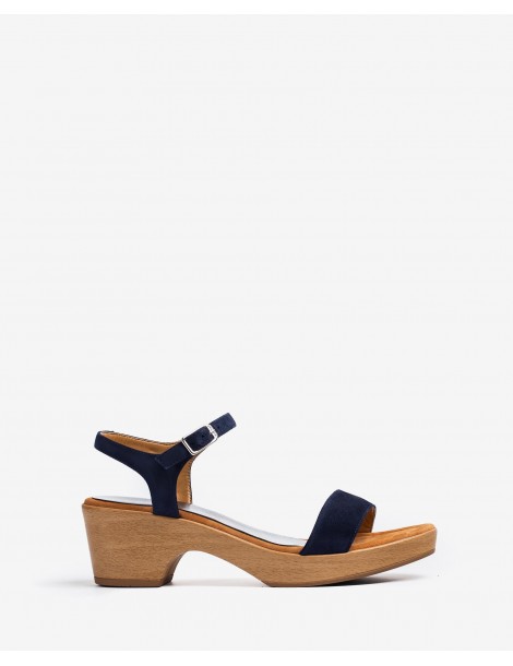 Sandale en daim avec talon bloc-Sandales à talon-Chaussure femme Maroc