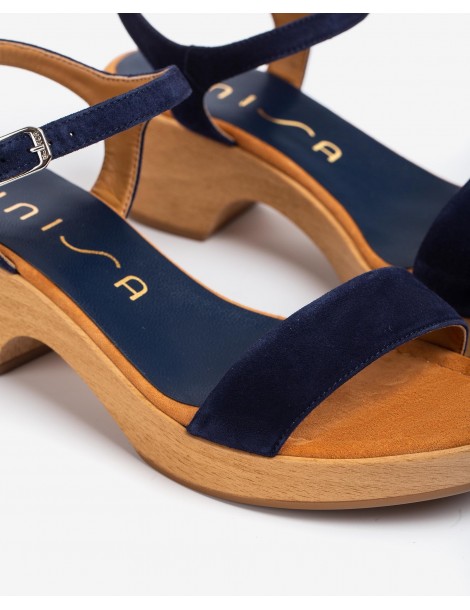 Sandale en daim avec talon bloc-Sandales à talon-Chaussure femme Maroc