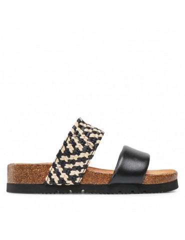 Mules en cuir et raphia-Mules-Chaussure femme Maroc