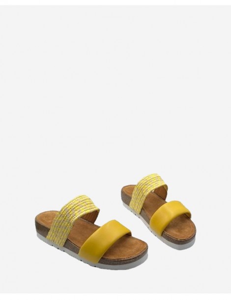 Mules en cuir et raphia-Mules-Chaussure femme Maroc