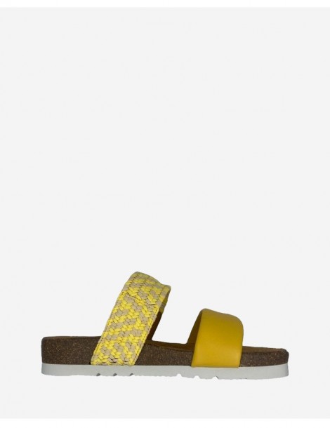 Mules en cuir et raphia-Mules-Chaussure femme Maroc