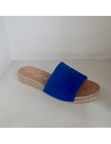 Mules plates en cuir avec petit compensé en jute-Mules-Chaussure femme Maroc