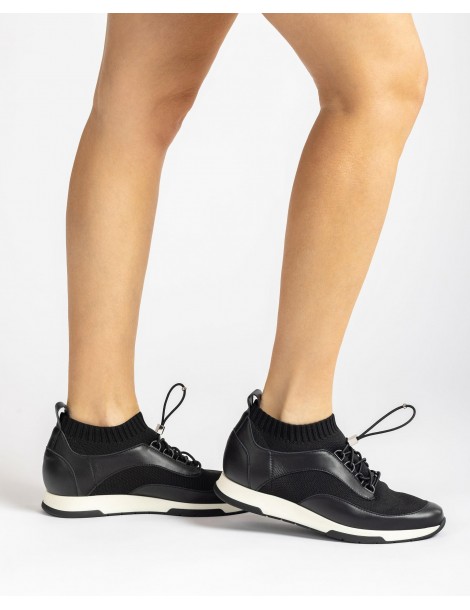 Baskets en cuir et tissu-Baskets-Chaussure femme Maroc