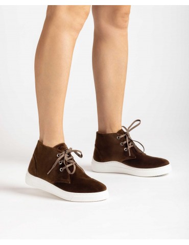 Baskets en velours à lacets-SOLDES HIVER-Chaussure femme Maroc