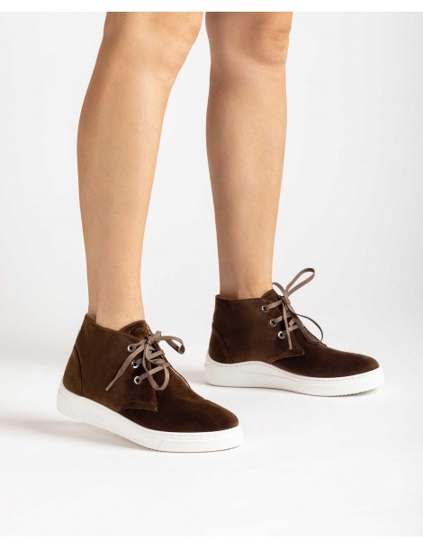Baskets en velours à lacets-SOLDES HIVER-Chaussure femme Maroc