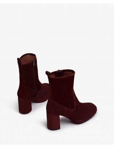 Bottines en daim avec talon et plateforme-Accueil-Chaussure femme Maroc