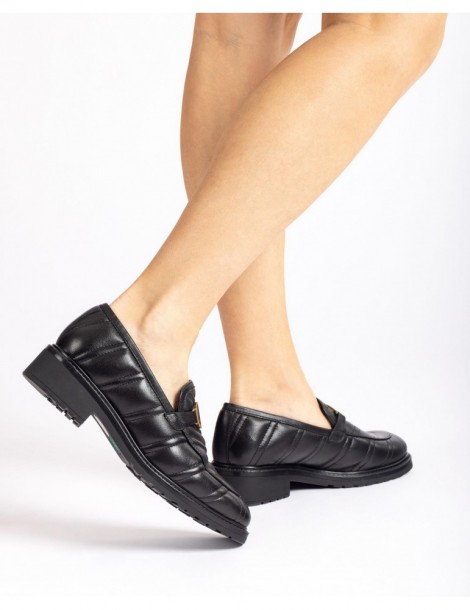 Mocassin à effet matelassé-Collection 2022-Chaussure femme Maroc