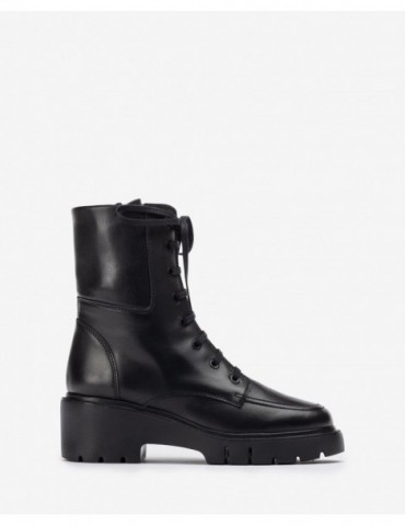 Bottines en cuir à semelle track et lacets-Outlet-Chaussure femme Maroc