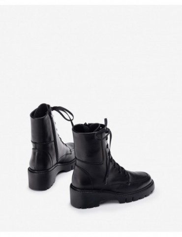 Bottines en cuir à semelle track et lacets-Outlet-Chaussure femme Maroc