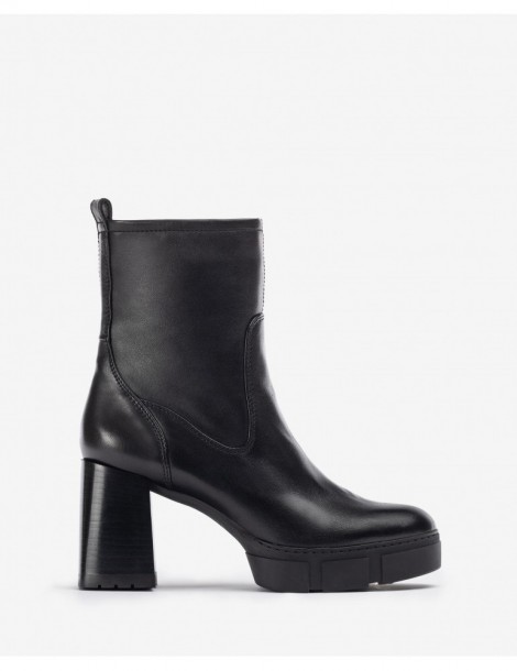 Bottines en cuir avec talon et plateforme track-SOLDES HIVER-Chaussure femme Maroc