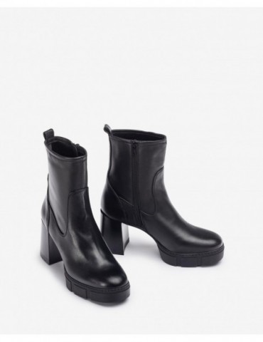 Bottines en cuir avec talon et plateforme track-SOLDES HIVER-Chaussure femme Maroc