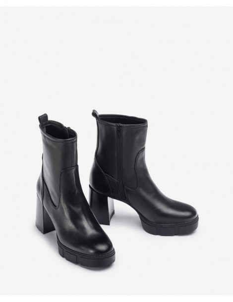 Bottines en cuir avec talon et plateforme track-SOLDES HIVER-Chaussure femme Maroc