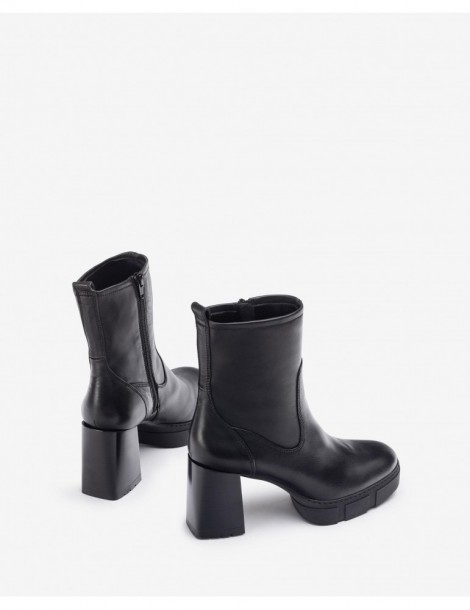 Bottines en cuir avec talon et plateforme track-SOLDES HIVER-Chaussure femme Maroc
