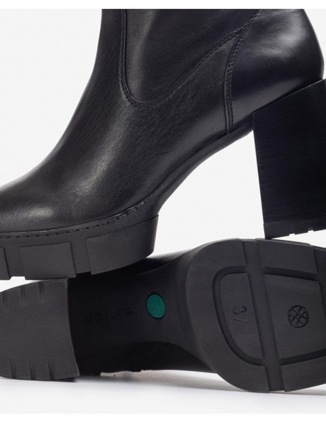 Bottines en cuir avec talon et plateforme track-SOLDES HIVER-Chaussure femme Maroc