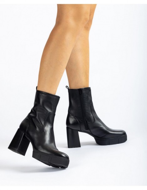 Bottines en cuir avec talon et plateforme track-SOLDES HIVER-Chaussure femme Maroc