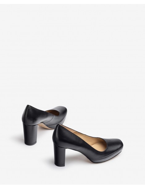 Escarpins en cuir à bout carré et surpiqûres-Escarpins-Chaussure femme Maroc