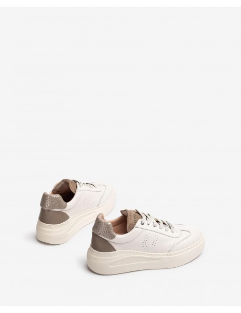 Sneakers en cuir  blanc  avec maxi semelles-Collection 2022-Chaussure femme Maroc