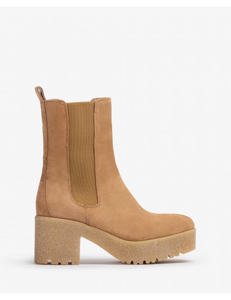 Bottines en daim avec semelle en caoutchouc-Bottes et bottines-Chaussure femme Maroc