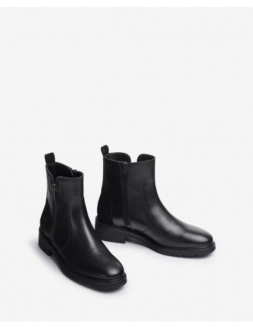 Bottines en cuir avec fermeture éclair-Bottes et bottines-Chaussure femme Maroc