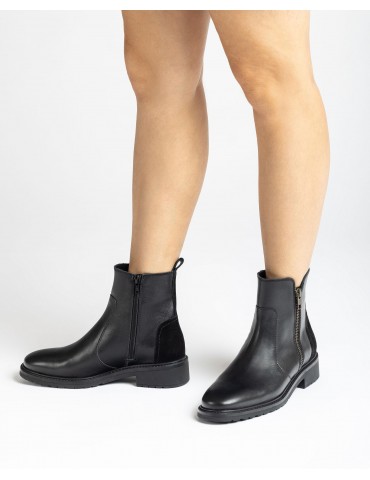 Bottines en cuir avec fermeture éclair-Bottes et bottines-Chaussure femme Maroc