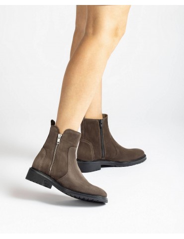 Bottines en daim avec fermeture éclair-SOLDES HIVER-Chaussure femme Maroc