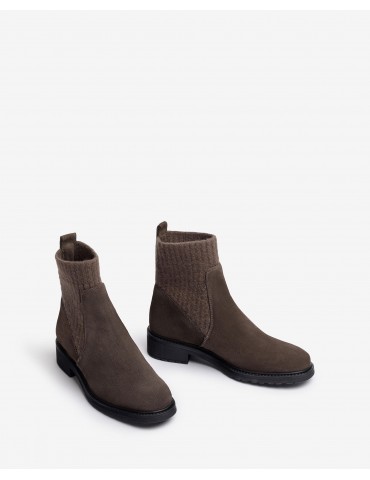 Bottines en daim avec tige élastique-SOLDES HIVER-Chaussure femme Maroc