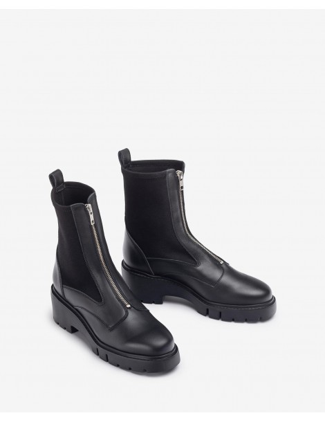 Bottines avec fermeture éclair à l'avant et chaussette-Bottes et bottines-Chaussure femme Maroc