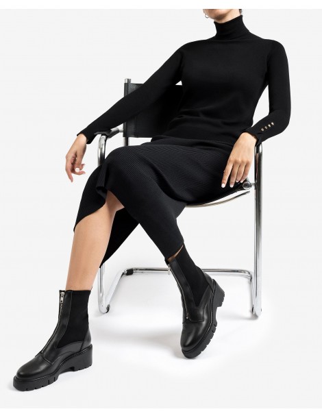 Bottines avec fermeture éclair à l'avant et chaussette-Bottes et bottines-Chaussure femme Maroc