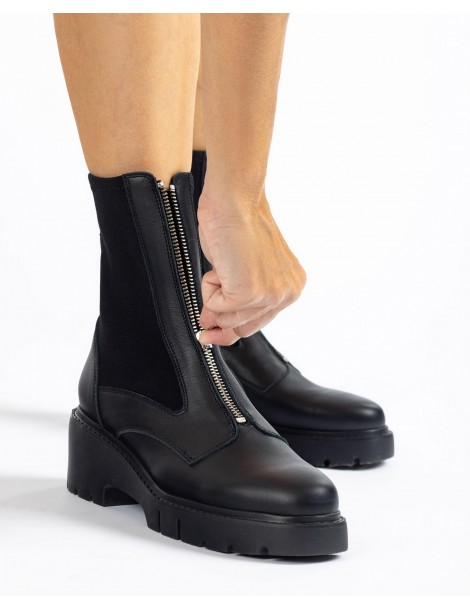 Bottines avec fermeture éclair à l'avant et chaussette-Bottes et bottines-Chaussure femme Maroc