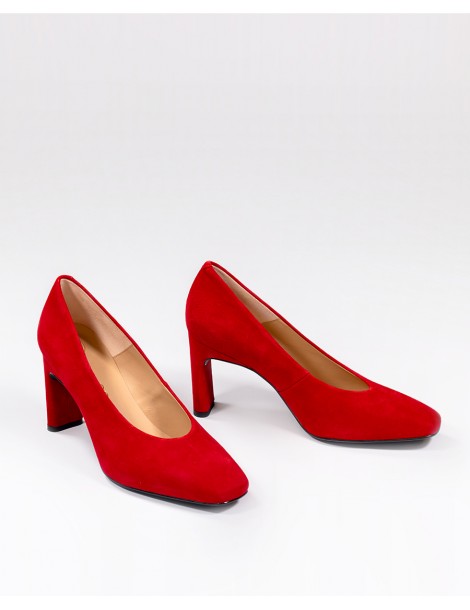 Escarpins en daim rouge avec décolleté-Escarpins-Chaussure femme Maroc