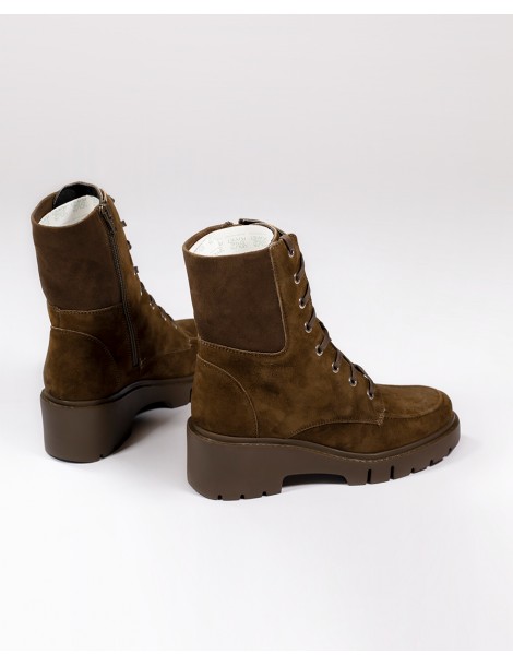 Bottines en daim à semelle track et lacets-SOLDES HIVER-Chaussure femme Maroc